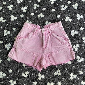 BDG faded pink carpenter shorts